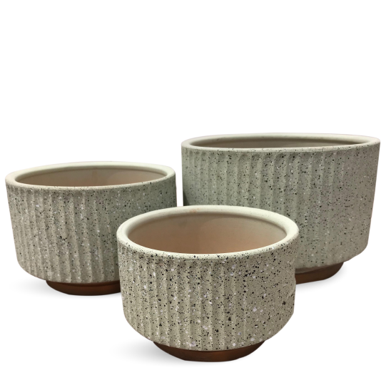 Round Ceramic Plant Pots Set of 3 - Ceramic Round Flower Pot 