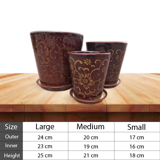 Pattern Design Planter Pots Set of 3